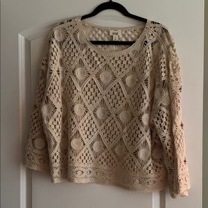 a.n.a Cream Crew Neck Sweater with Intricate Knit Design